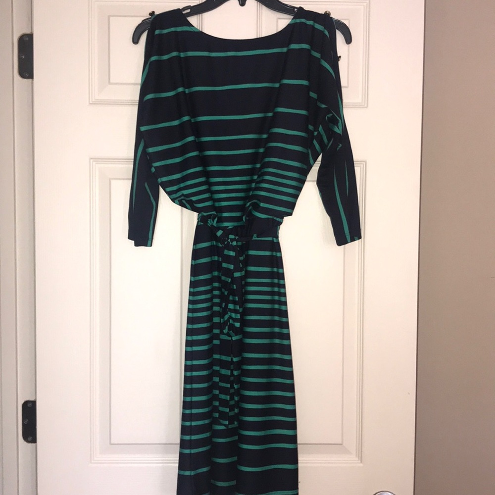 Navy and green dress